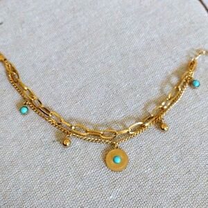 18kt Gold over Titanium with blue Turquoise bracelet